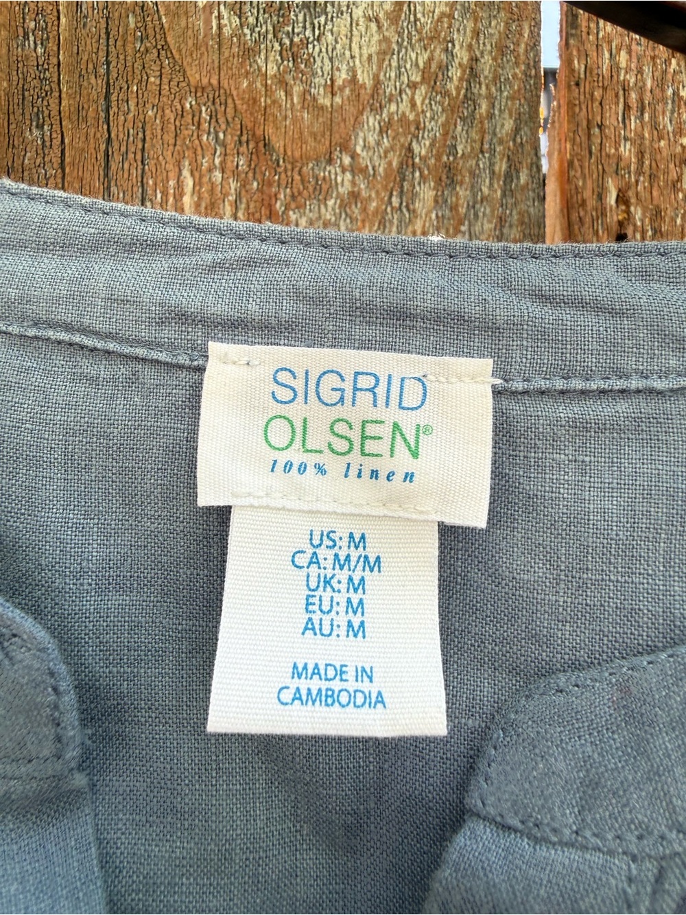 Sigrid Olsen Blue 100% Linen Top Tunic Long Sleeve Button Down Size Medium - Picture 2 of 13